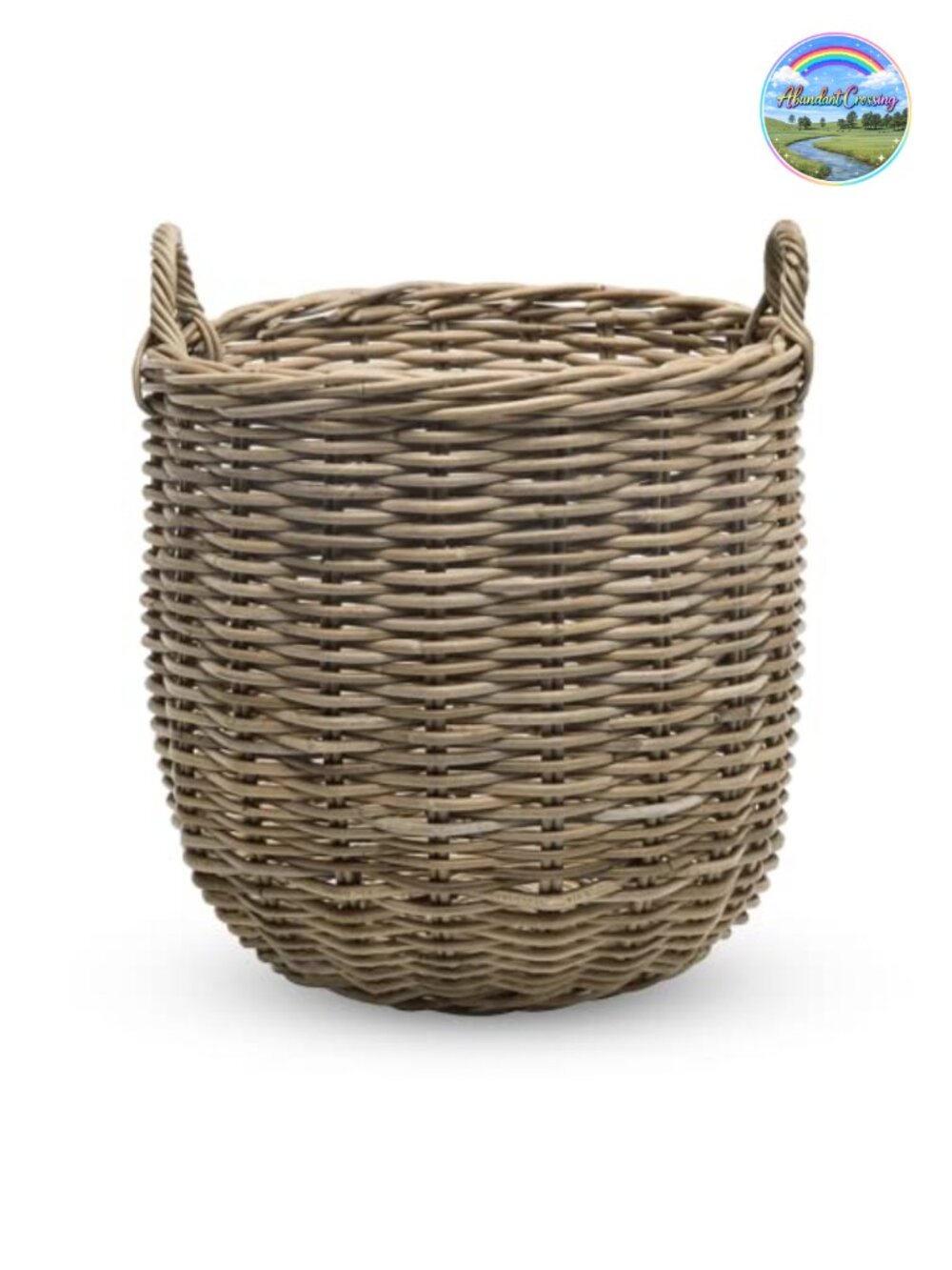 Handwoven Rattan Round Storage Basket with Handles Large